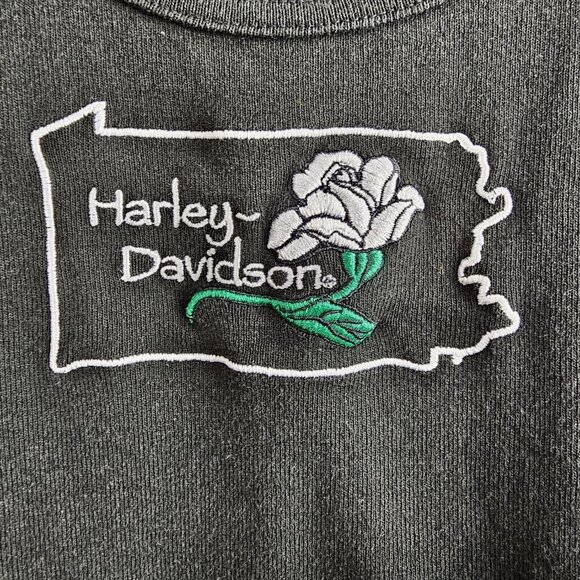 Harley Davidson Embroidered Sleeveless Final Assembly Black Cotton Tank Top - Picture 3 of 5